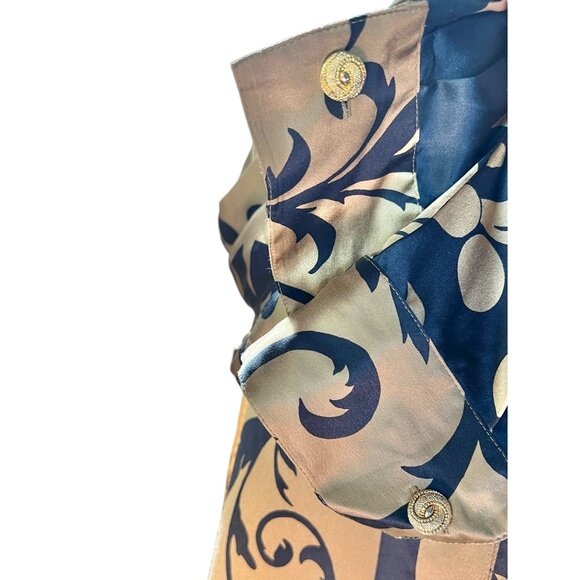 Paolo Santini Womens 14 Silk Button-Up Blouse Shirt Gold Black Baroque Star VTG - Picture 5 of 7